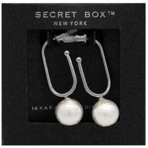 Secret Box New York Sterling Silver Dipped Pearl Oval Hoop Earrings*New
